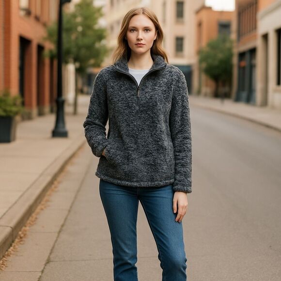 Women's Weatherproof Vintage Gray Fleece Pullover Medium - Picture 1 of 5